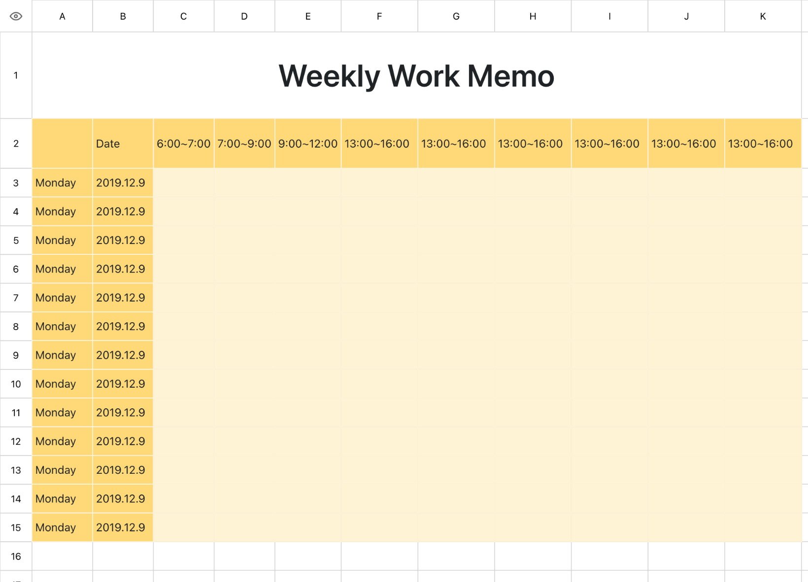 Weekly Work Memo